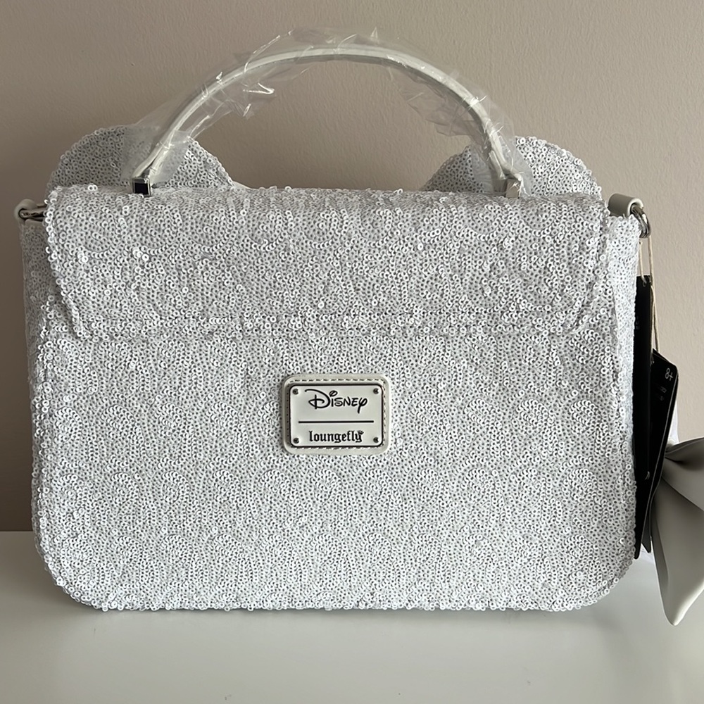 NEW SET Loungefly Minnie Mouse Sequin Wedding Crossbody Bag and wallet - Picture 16 of 16